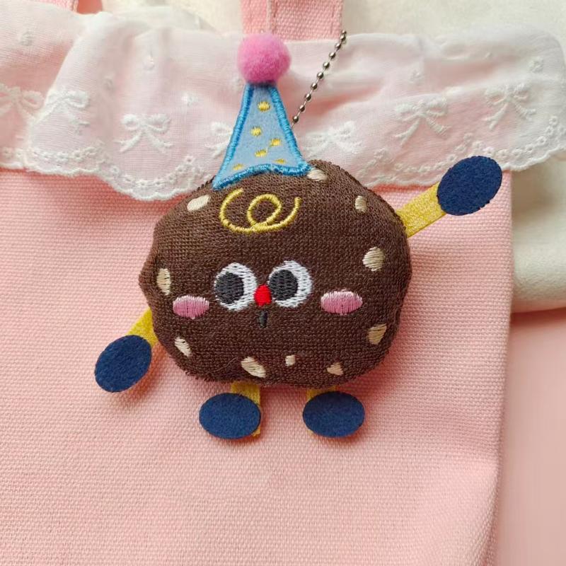 Cute Cartoon Doughnut Bread Doll Keychain Fun Stuffed Doll Toy Backpack Pendant Decorative Car Key Chains Accessories Gift