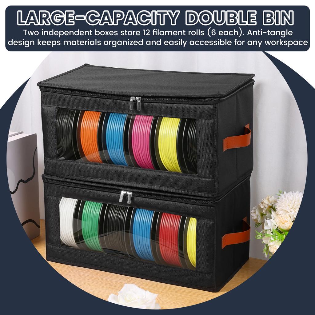 2 Pack Filament Storage Box 3D Printer Filament Storage Container Holds 3D Printing Accessories Holder Rack for Office Lab
