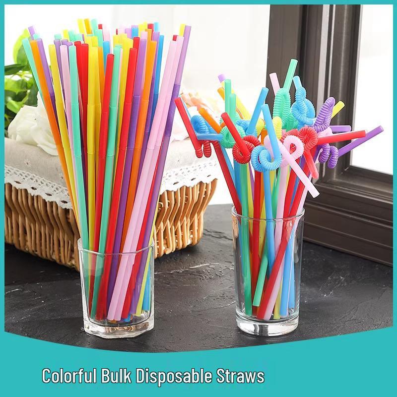 Disposable Colorful Art Straws - Creative Bendable Drinking Straws for Kids and Pregnant Women