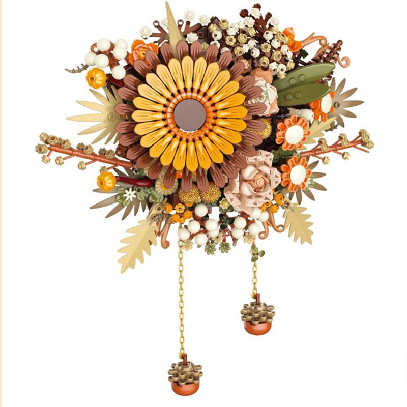 DIY Plants Art Wall Flowers Simulated Sunflower Living Room Pendant Building Blocks Model Bricks Kids Sets Toys