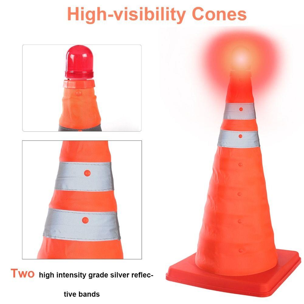 Reflective Stripes Road Cone Barricades Foldable Design Telescopic Folding Cone  Traffic Safety