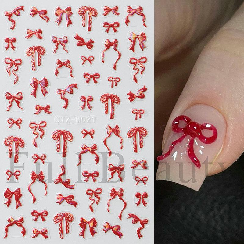 1PC Instagram-worthy Miniature Cartoon Aurora Ribbon Bow Nail Sticker, Nail Art Sticker, Holiday Gift