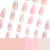 24 Pieces European and American French Wearing Nail Pads 3D Pink Fake Nail Art Patches Removable 24 Nail Pads