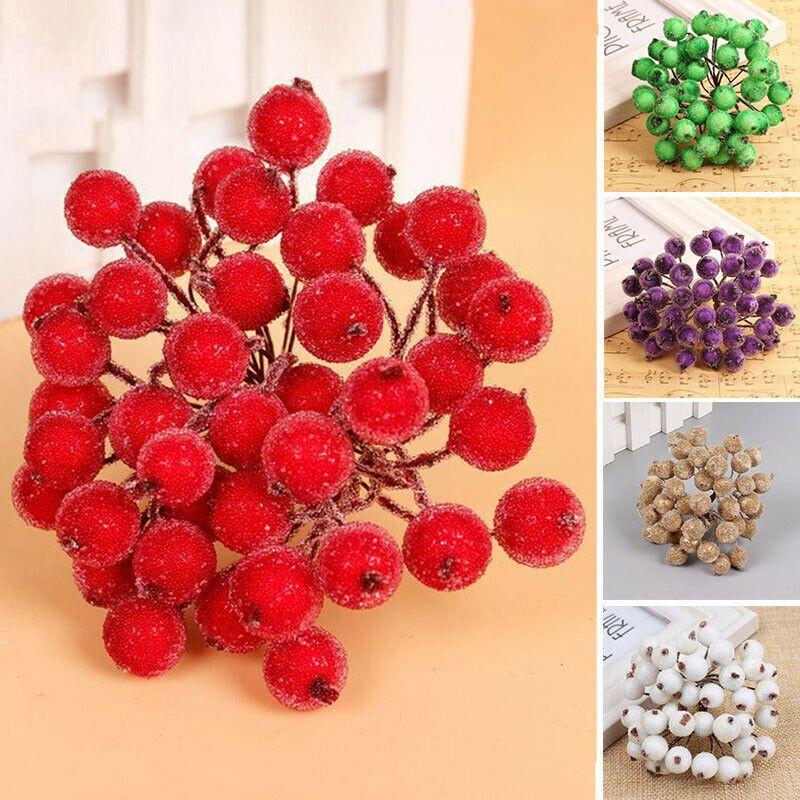 Mini Weihnachts-Schaum Vereiste Frucht Künstliche Stechpalmenbeere Blume Für Elegante Heimdekoration