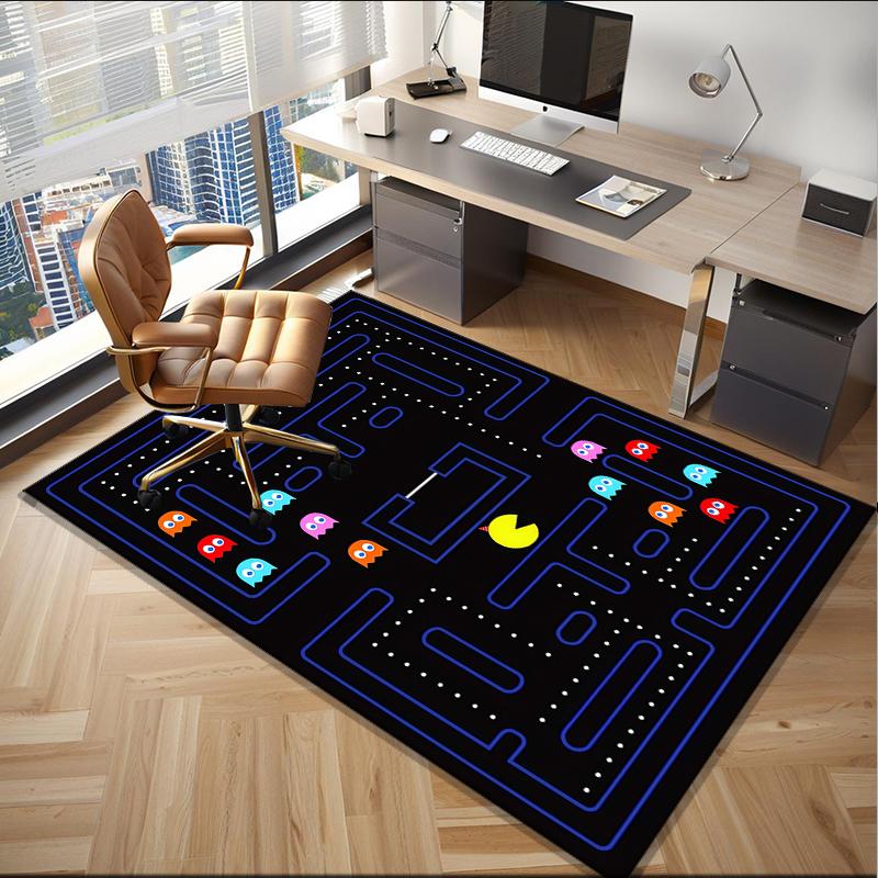 Pac game Adventure Office Rug Chair Mat, Game Carpet, Suitable for Front Door, Bedroom, Living Room, Desk, Holiday Gift