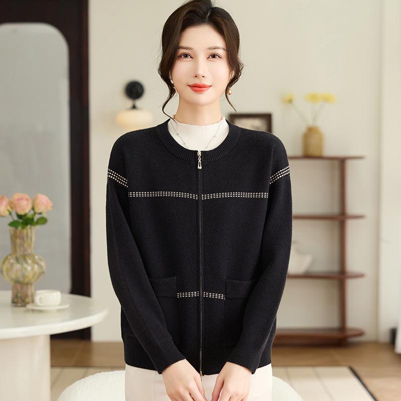 Stylish Zipper Cardigan Sweater for Middle-aged & Elderly Women - 2026 New Spring Fashion