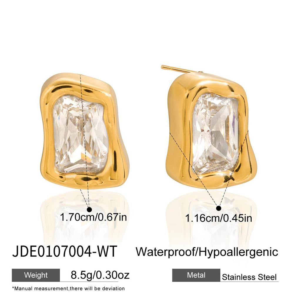 Design Sense 18K Gold, Black Zircon Square Earrings and Ear Jewelry