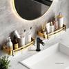 Wall-Mounted Nail-free Shampoo Golden Holder Storage Shelf Toilet Basket Holder Storage Rack Hanging Bathroom Shelves Organizer