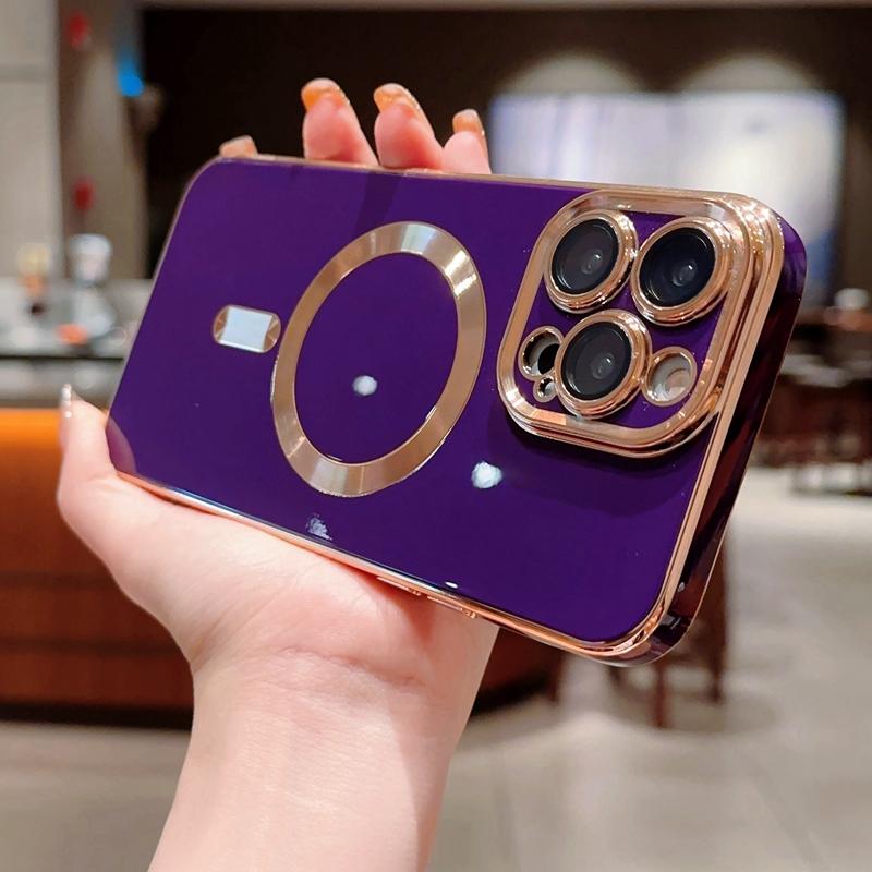 

Роскошный чехол для телефона Magsafe с беспроводной зарядкой для iPhone 14 13 12 11 Pro Max, магнитный бампер, гальванические чехлы, чехол For iPhone 14Pro Max