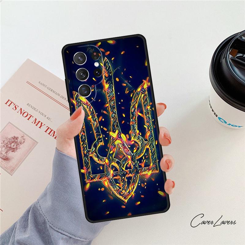 Ukraine Flag Art Work Phone Case For Samsung Galaxy S24 S25 S23 S22 Ultra Note 10 20 Plus S20 S21 FE Cover