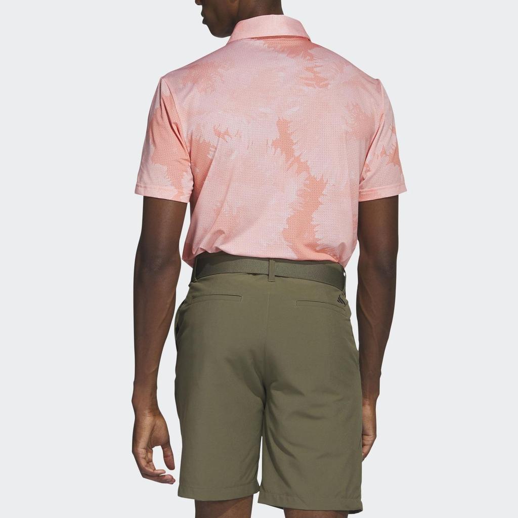 Adidas Pattern Straight Cut Short Sleeve Polo Shirt Men Polo Shirts Pink HS1130