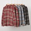 New retro woolen polished plaid shirt jacket women's lazy style loose casual versatile and thin lapel shirt