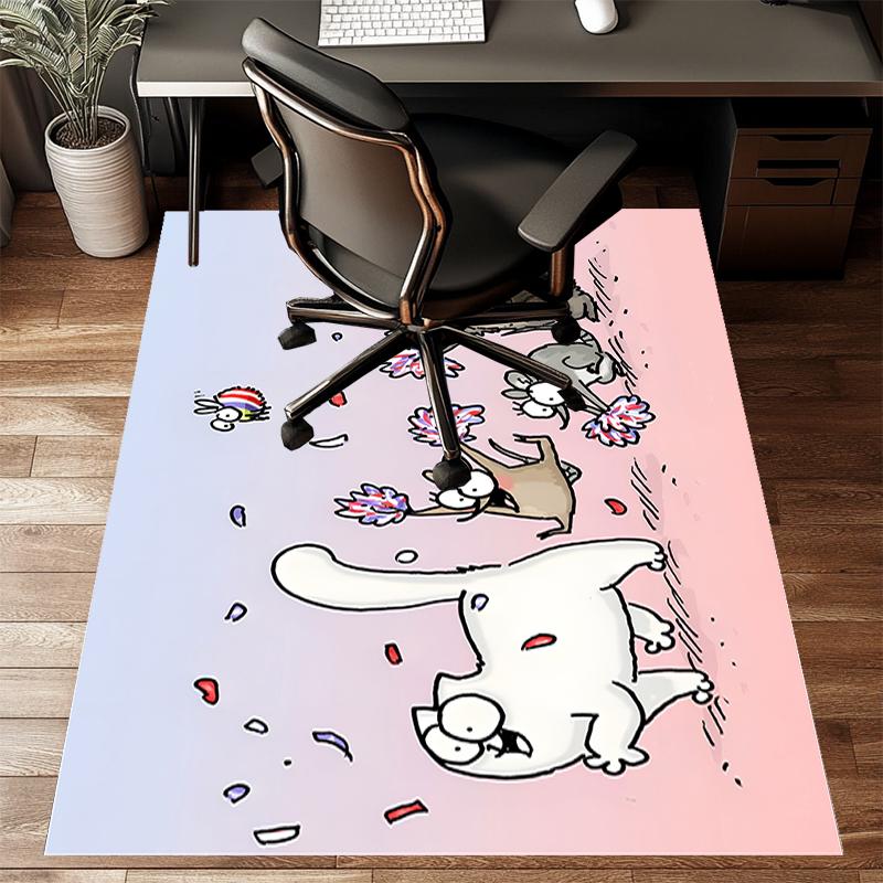 Simon's cat Polyester Carpet, Soft Indoor Mat for Office Chair, Living Room, Computer Desk - Decorative Home Office Rug Design