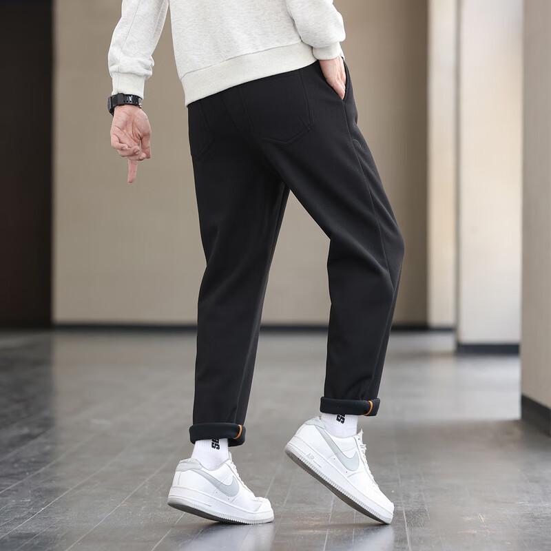 Fengxiao Men's Warm Loose-Fit Tapered Casual Pants