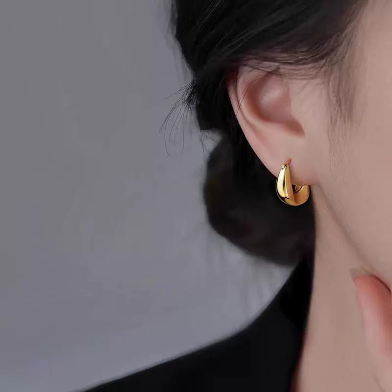 925 Silber Creolen für Damen Mode Klobig Rund Kreis Hängend Hypoallergener Schmuck Party Geschenke