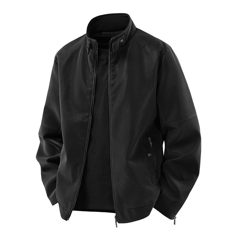 

Ретро Американская Байкерская Куртка из ПУ Кожи - Мужская Свободного Кроя, Модная Повседневная Верхняя Одежда на Весну/Осень M