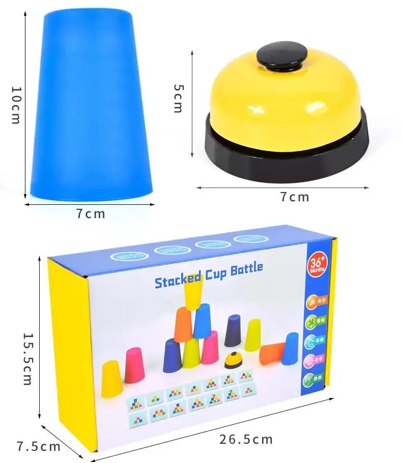 Montessori Toys Mini Stack Cup Game With Card Educational Intellectual Enlightenment Color Cognition Logic Training Children