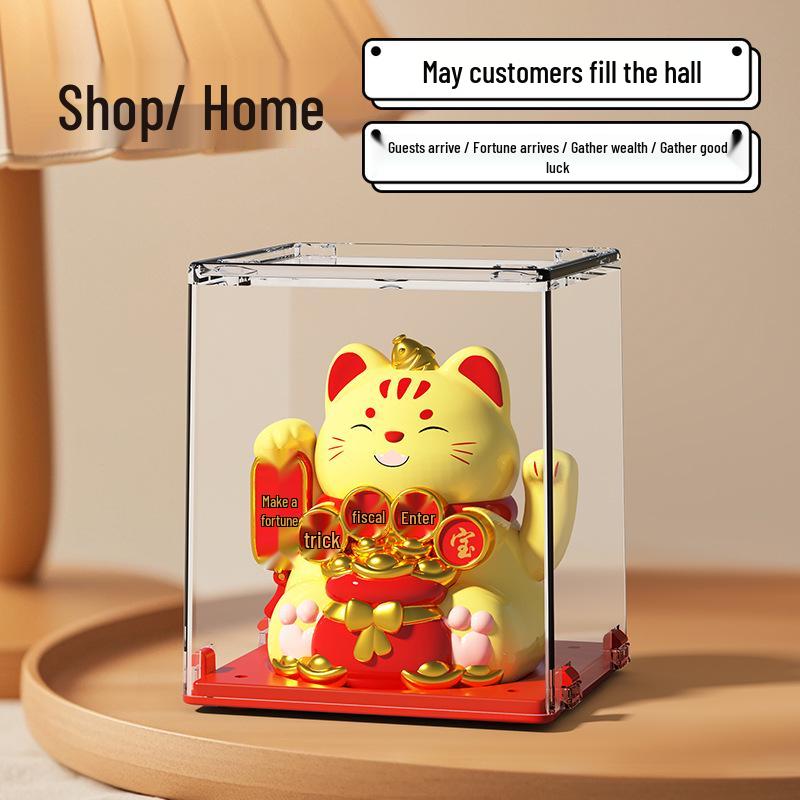 Solar Mini Waving Cat Model - Automatic Shaking Hand Ornament for Office, Desk, Car, or Gift