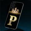 Diamond Crown Initials Letter N T Z P Case For Samsung Galaxy A55 A35 A06 A52 5G A53 A72 A53 A15 A51 A33 A32 A41 A23 Phone Cover