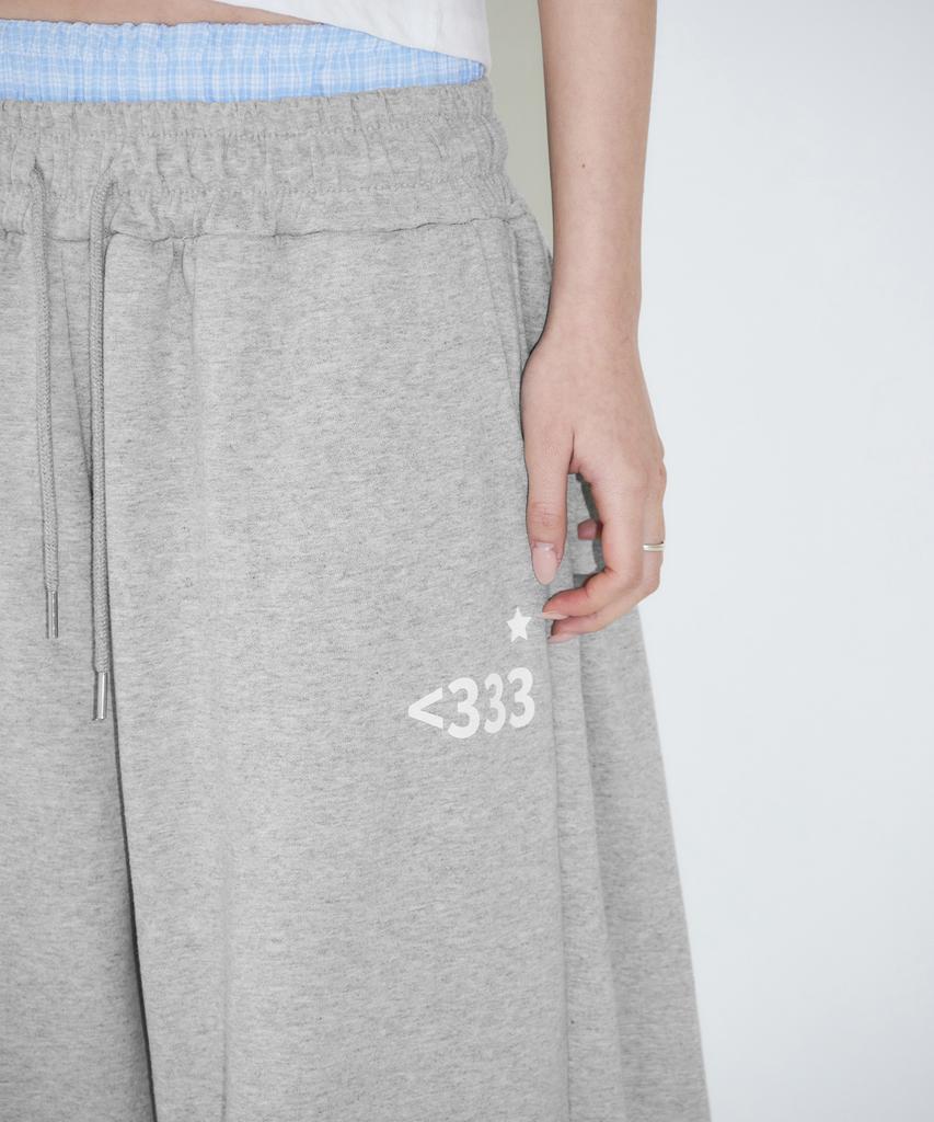 Seulliggeullou Love Emoji Check Layered Sweatpants [Gray]