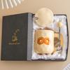 Cute Milk Fufu Cup Bread With Lid Spoon Wind Girls Ceramic Coffee Breakfast Cup Office