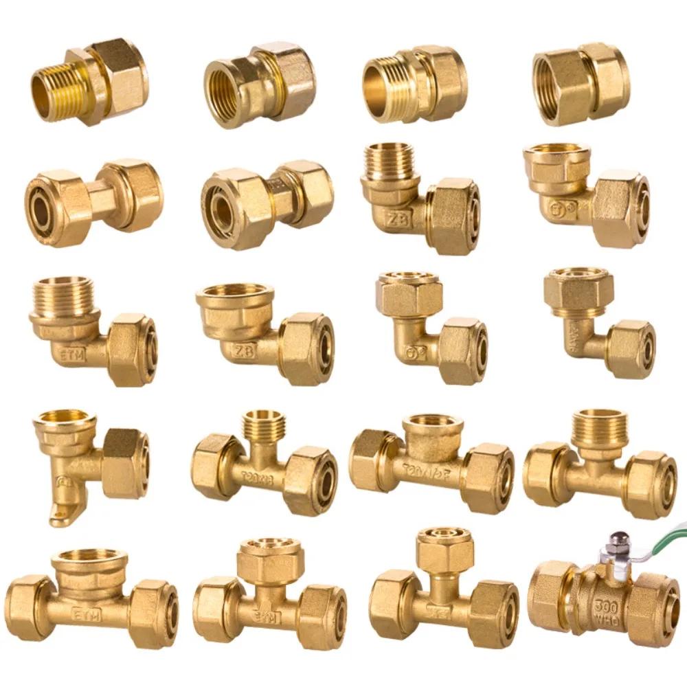 1620/ 2632 / 2025 /1216 PEX-AL-PEX Compression Pipe Joint Copper Solar Radiator Floor Heating Female Male Thread Wire Tee Elbow