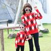 Red Plaid Family Knitwear Set: Matching Parent-Child, Mother-Daughter, and Couple Outfits