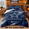 Dallas Cowboys Pattern Bedding 3Pcs Set Custom Name, Bed Sheet And Pillowcases For Home Bedroom