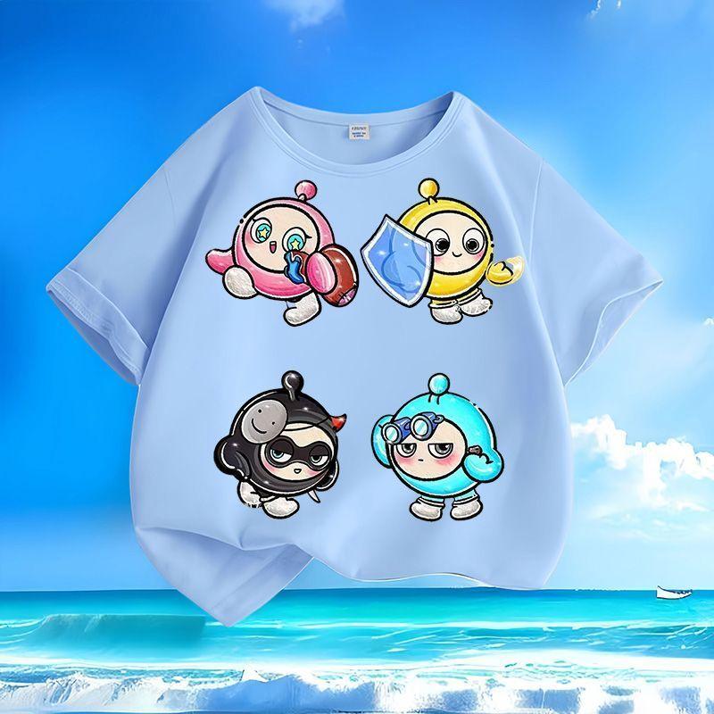 Children's Fashionable Egg-shaped Party T-shirt, Summer Casual Top for Boys and Girls