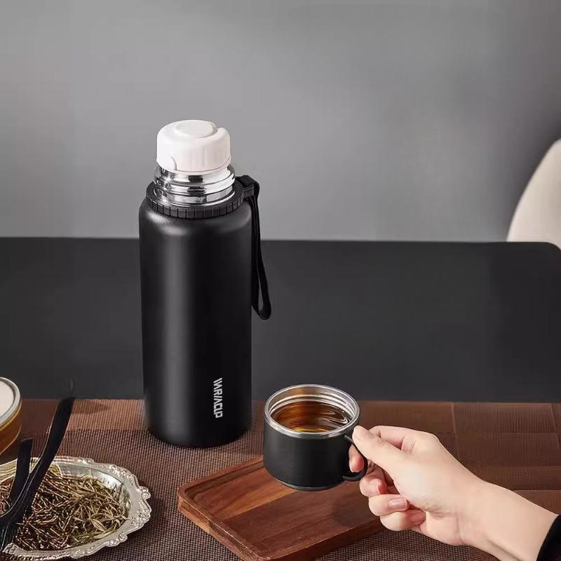 Stainless Steel Vacuum Flasks Outdoor Travel 1.5L Straight Cup Thermos for Hot Coffee Portable Keep Cold Insulated Water Bottle
