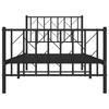 Metal Bed Frame with Headboard and Footboard Black 90x190 cm
