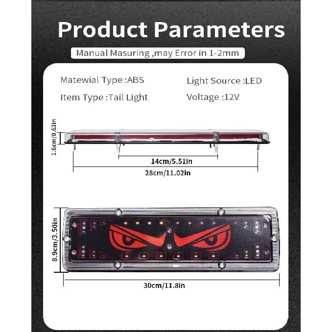 Turn Signal CNSUNNYLIGHT Devil's Eye Brake Light Driving Light ABS 12V 2Pcs LED Truck Tail Lamps Taillight Reversing Light