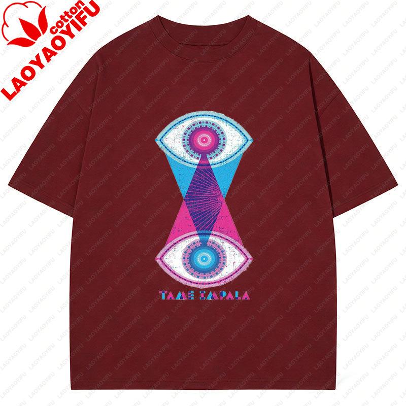 Vintage Tame Impala Graphic Tshirts Unisexs Clothing Pop Rock Band Print Tshirt Short Sleeved 2 Side Camisetas Fashion Retro Tee