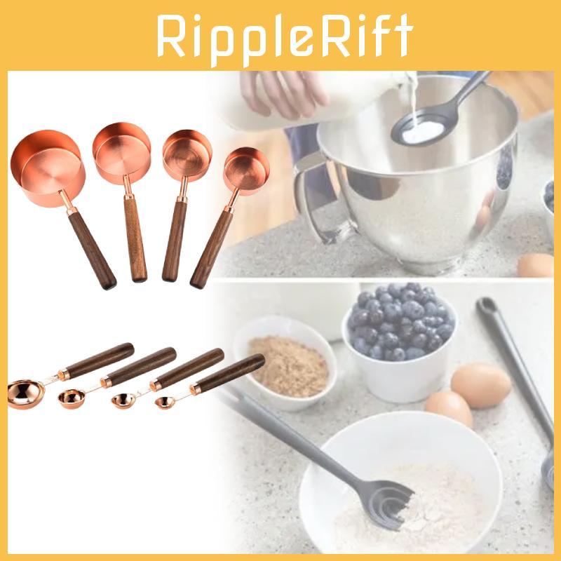 Rose Gold Stainless Steel Measuring Tool Kit With Graduated Cups And Spoons For Kitchen