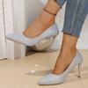 Fashion Style Two-Way Bridal High Heels Women's Thin Heel Silver Crystal New 2026 Spring Autumn Pure Color Shoes