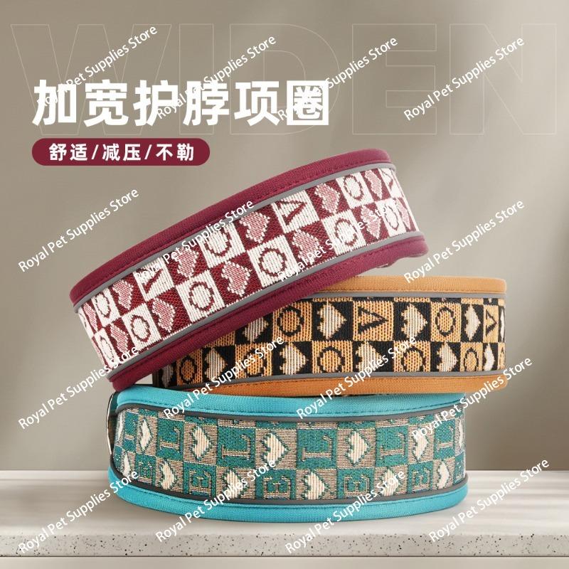 New dog collar, outdoor reflective medium and large dog collar, retro wind breathable pet pin buckle collar