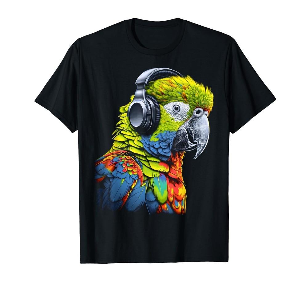 Parrot Music Art Headphones Musicians Animal Bird Parrot T-Shirt