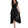 JPNTKY Fashion Summer Spring Solid Color Print Short Sleeve V-Neck Casual Dresses