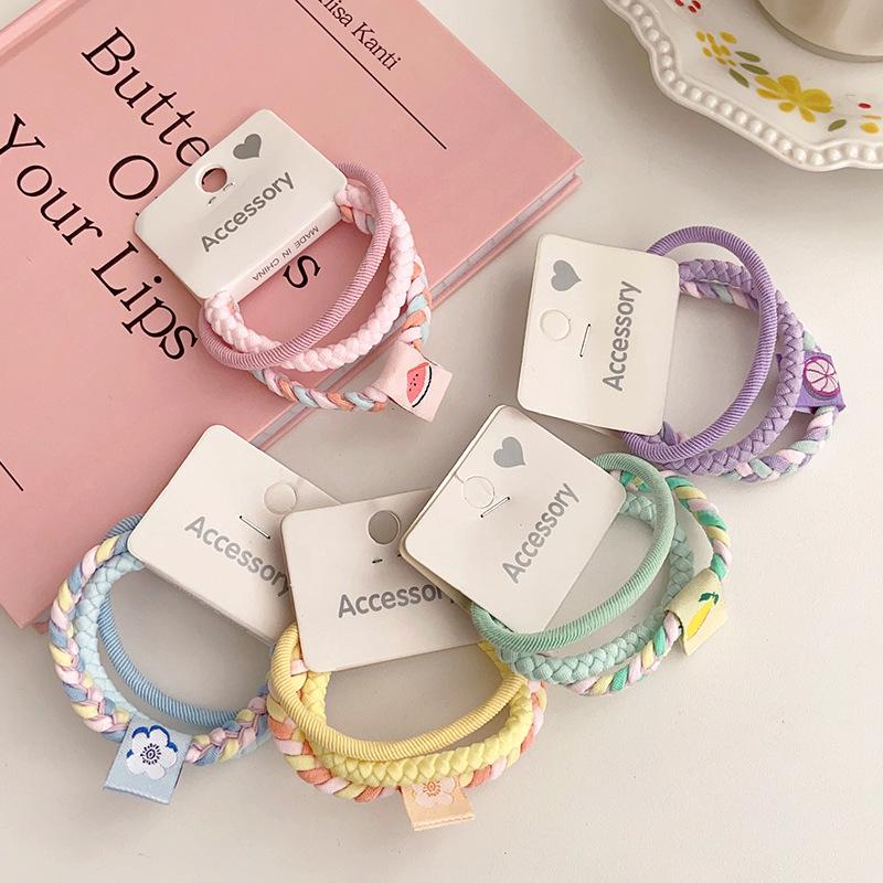 Zweifarbige Candy Twist Geflochtene Haargummis - Dickes, Hochelastisches Band für Frauen