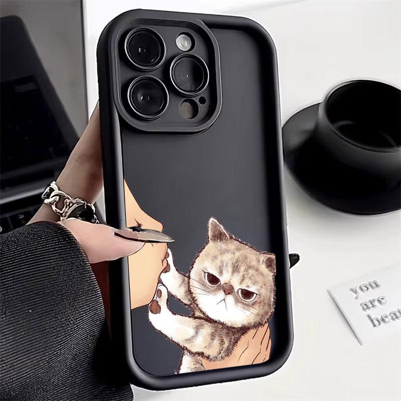 Cat Kissing Illustration Art Phone Case for iPhone 17 16 15 14 13 12 11 Series Pro Max Plus Double Layer Protection
