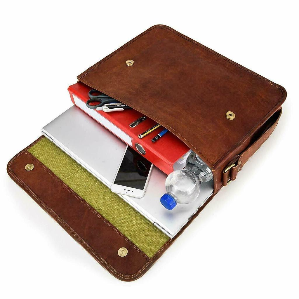 Herren Messenger Vintage Ziegenleder Schultertasche Aktentasche Laptoptasche