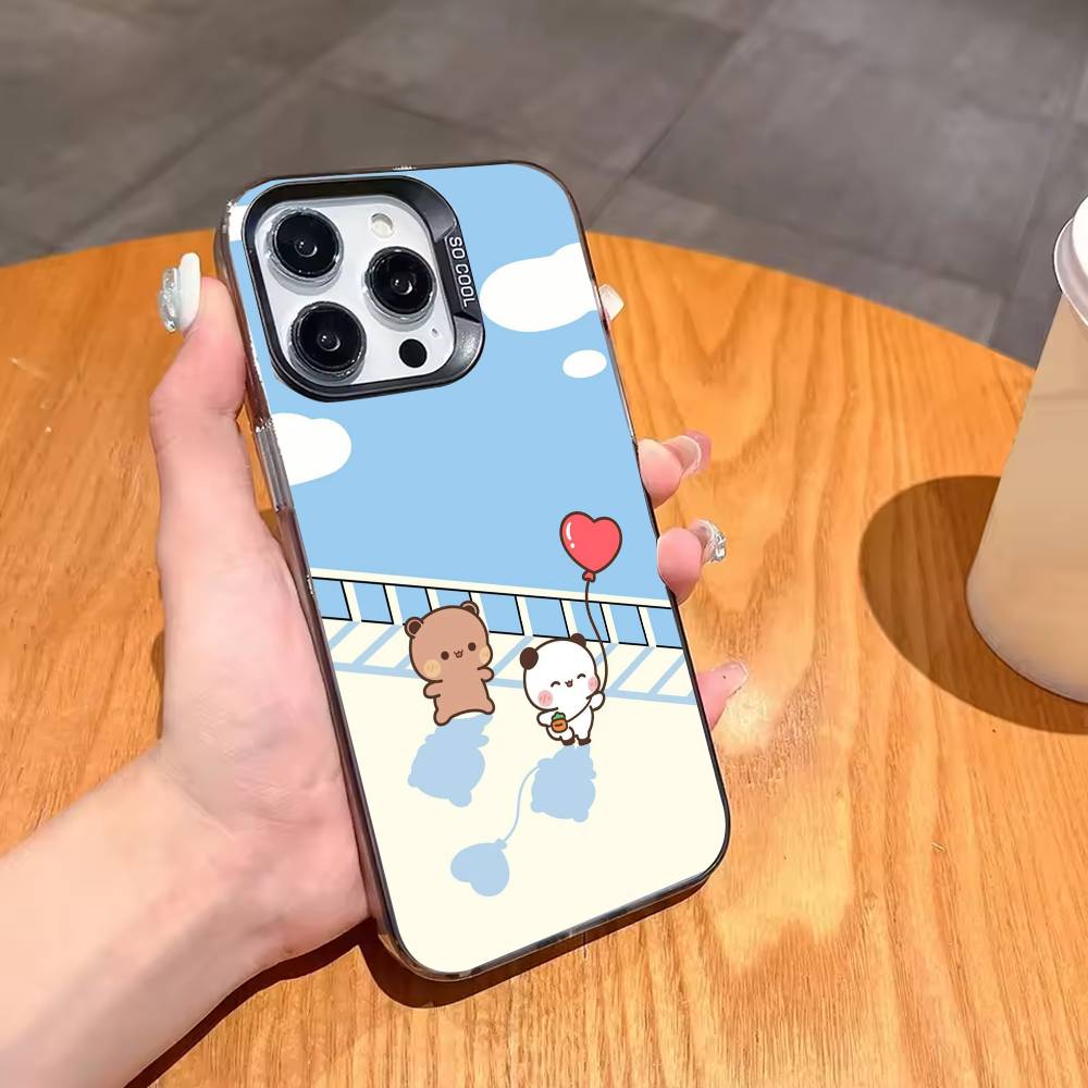 Hot BuBu DuDu Couple Cartoon Phone Case For iPhone17,16,15,14,13,12,11,Pro,MAX Gray Matte Silicone Black Cover