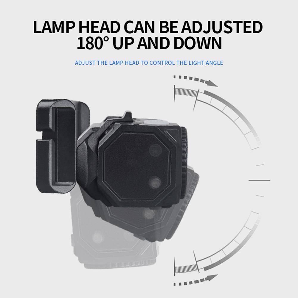 LED Headlamp Flashlight Rechargeable High Brightness Headlight Portable Clip-on Cap Light with 9