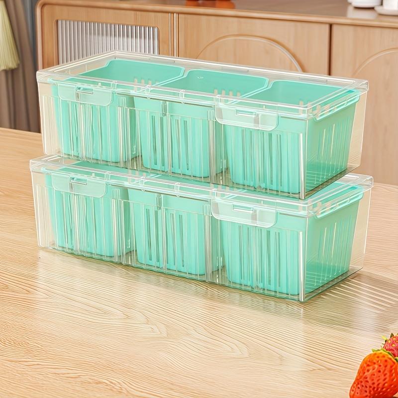 [Wiederverwendbare Behälter] 2 Sets Lebensmittelaufbewahrungsbehälter mit DECKELN | Wiederverwendbare Quadratische Transparente Fächer für Kühlschränke