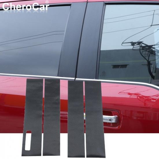 Carbon Fiber Exterior Window B Pillar Post Trim Sticker For Ford F150 2015-