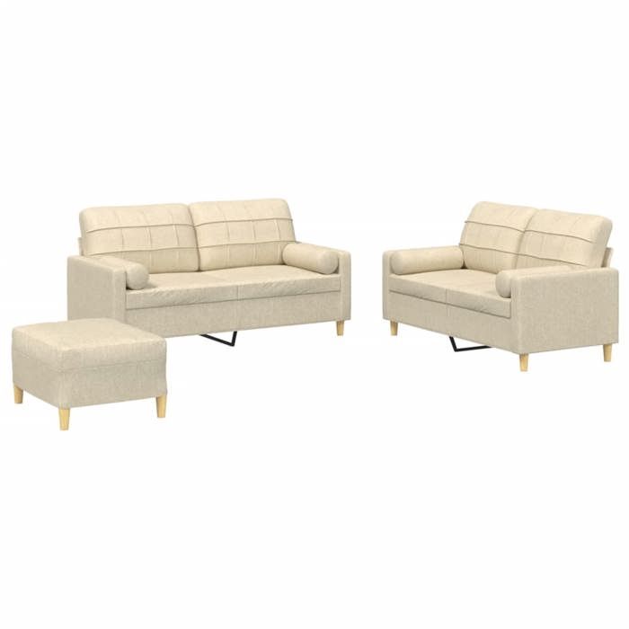 VidaXL Sofa Set with Cushions 3 Pcs, Sofas with Armrests and Backrest, Furniture Set with Footrest 3201300
