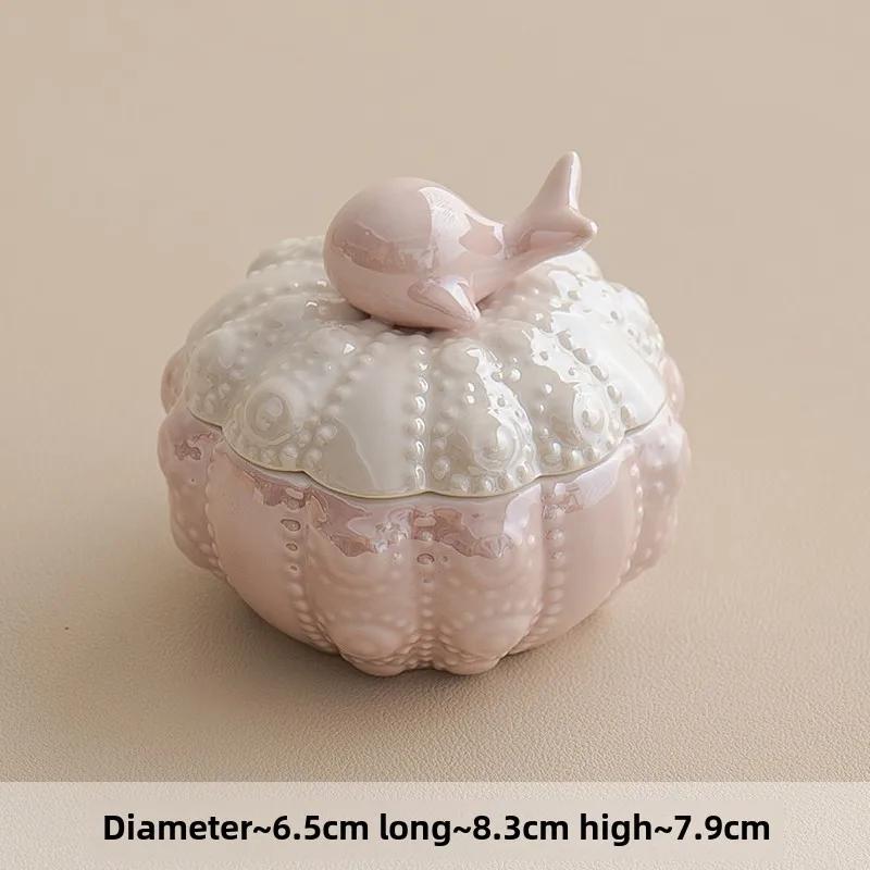 Ceramic Blue Whale Jewelry Box Small Creative Cute Storage Jar Jewelry Ring Necklace Storage Box Desktop Decoration Crafts Gifts