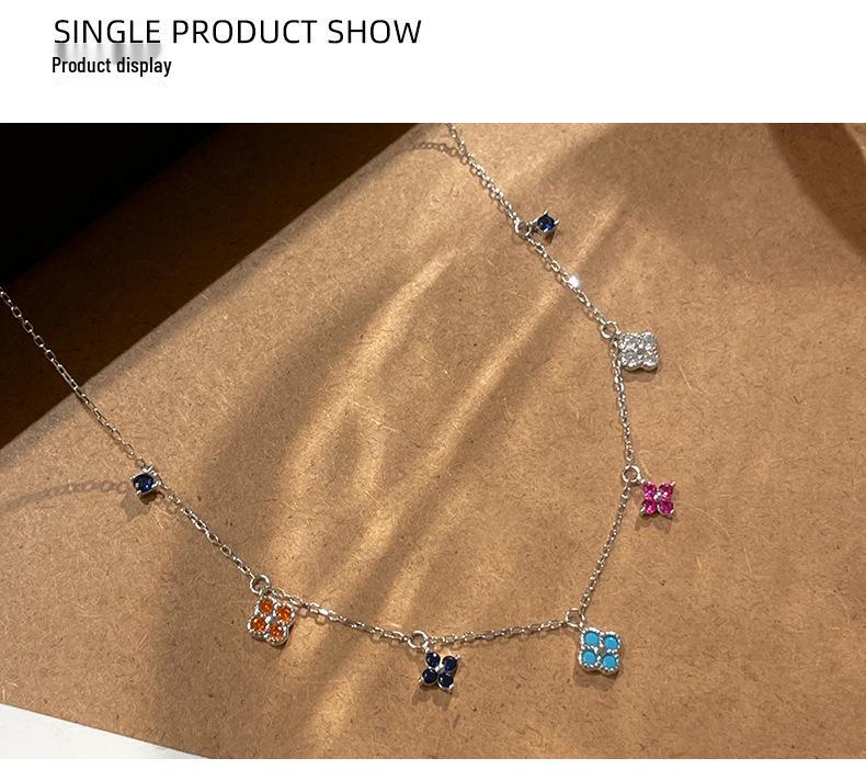 Collana Bohémien Quadrifoglio Zircone in Argento Sterling S925