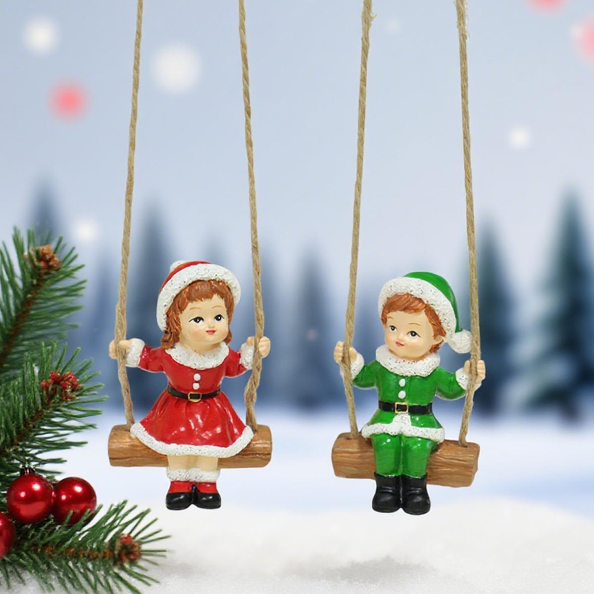 

2 шт. Рождественский подвес-качели для мальчиков и девочек, Подвеска для украшения сада/бонсай, Рождественский/подарок на День благодарения