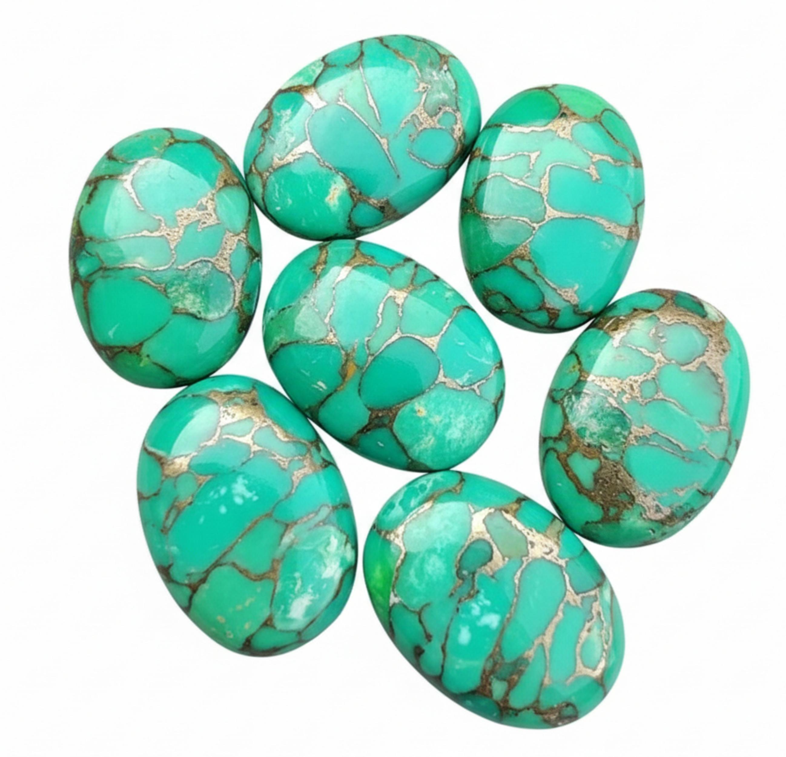 

Green Copper Turquoise Gemstone Cabochons - Turquoise Jewelry Stones 5x7mm зелёный